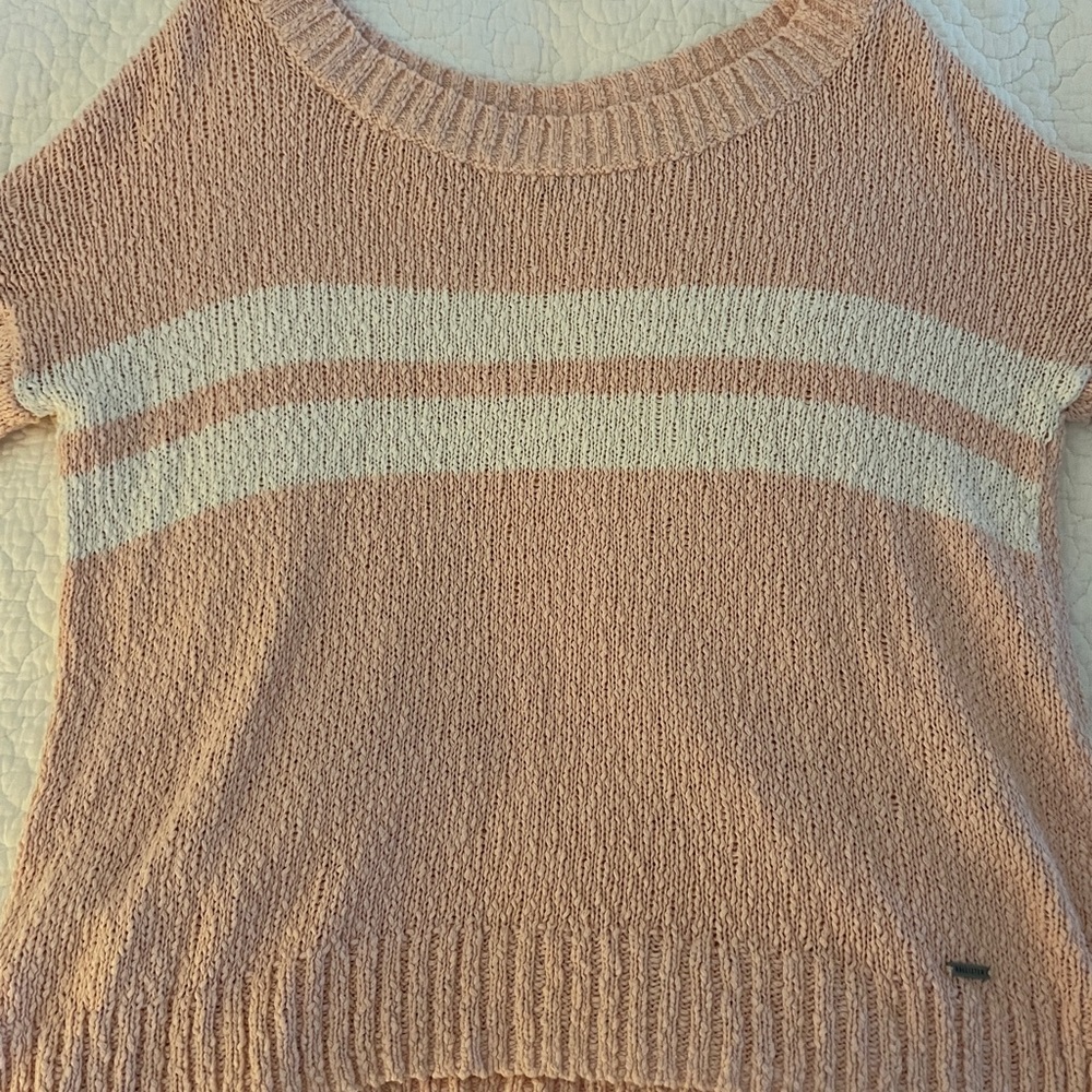 XS Hollister Pink/White Stripe Sweater